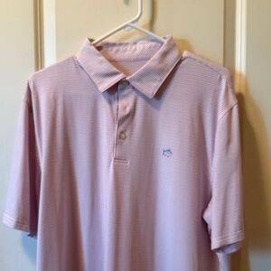 Southern Tide Red & Blue Striped Polo Shirt